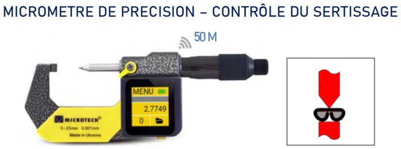 Micromètre de mesure extérieur (palmer) à écran tactile pour le contrôle de  la hauteur de sertissage - EuroTools
